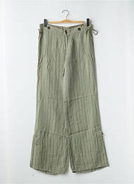 Pantalon large fermeture zippée sous rabat boutonné taille basse vert LOIS femme