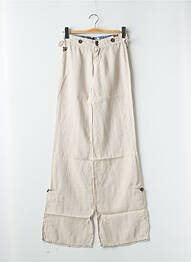 Pantalon large fermeture zippée sous rabat boutonné taille basse beige LOIS femme