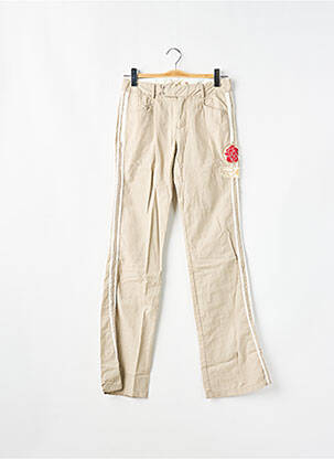 Pantalon droit tissage popeline taille normale beige SCHOOL RAG femme