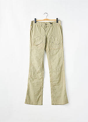 Pantalon droit tissage popeline taille normale vert SCHOOL RAG femme