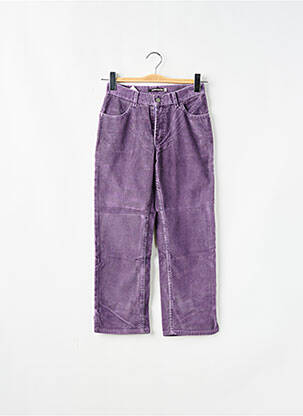 Pantalon droit fermeture zippée sous rabat boutonné taille normale violet SCHOOL RAG femme