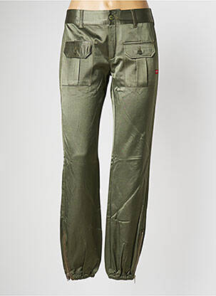 Pantalon droit fermeture zippée sous rabat boutonné taille basse vert BE YOU K femme