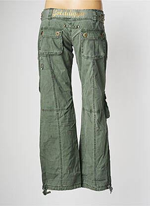 Pantalon droit fermeture zippée sous rabat boutonné taille basse vert GOLDDIGGA femme