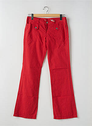 Pantalon droit fermeture zippée sous rabat boutonné taille basse rouge TEDDY SMITH femme