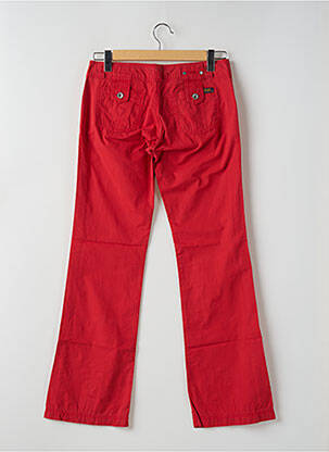 Pantalon droit fermeture zippée sous rabat boutonné taille basse rouge TEDDY SMITH femme