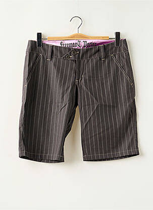 Bermuda tissage popeline taille basse marron FREEMAN T.PORTER femme
