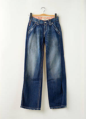 Jeans coupe droite effet usé délavé taille normale bleu SCHOOL RAG femme