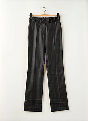 Pantalon droit fermeture zippée sous rabat avec crochet taille basse noir LOLA femme