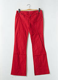 Pantalon flare fermeture zippée sous rabat avec crochet taille basse rouge BE YOU K femme