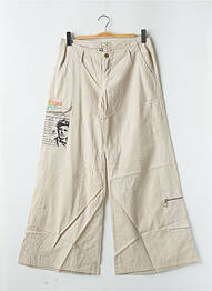 Pantalon large fermeture zippée sous rabat boutonné taille basse beige BE YOU K femme