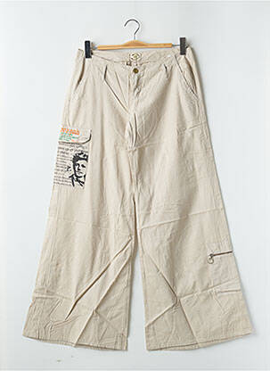 Pantalon large fermeture zippée sous rabat boutonné taille basse beige BE YOU K femme