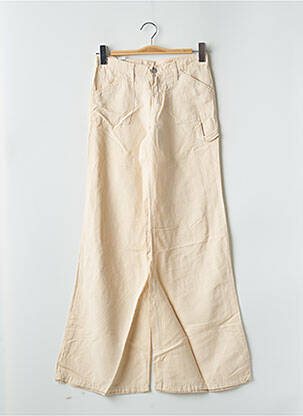 Pantalon large fermeture zippée sous rabat boutonné taille normale beige CIMARRON femme