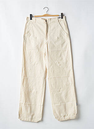 Pantalon droit tissage popeline taille haute beige DDP femme