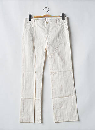 Pantalon droit tissage popeline taille basse blanc FREEMAN T.PORTER femme