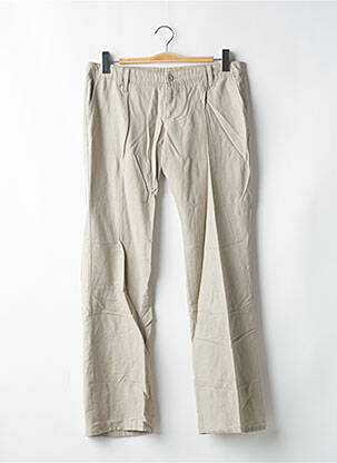 Pantalon droit fermeture zippée sous rabat boutonné taille normale beige FREEMAN T.PORTER femme