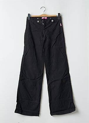 Pantalon large fermeture zippée sous rabat boutonné taille basse noir PHARD femme