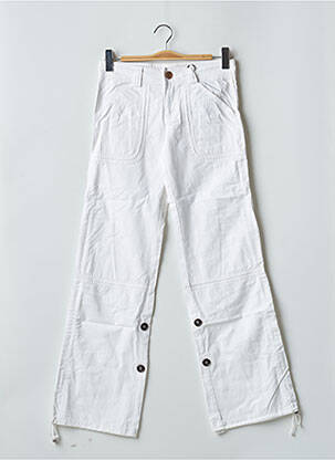 Pantalon large fermeture zippée sous rabat boutonné taille normale blanc PHARD femme