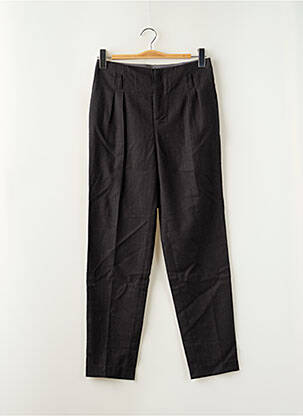 Pantalon chino fermeture zippée sous rabat avec crochet taille normale noir LEON & HARPER femme