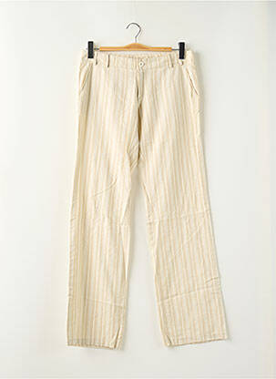 Pantalon droit fermeture zippée sous rabat boutonné taille normale beige 2 TWO femme