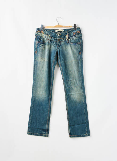 Jeans coupe droite stretch taille basse bleu SCHOOL RAG femme