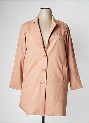 Manteau long poches sans capuche rose BONSUI femme