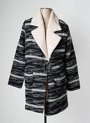 Manteau long tissage lainage sans capuche noir MOLLY BRACKEN femme