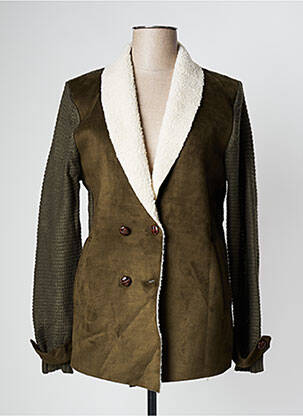 Gilet manches longues col châle vert LA P'TITE ETOILE femme