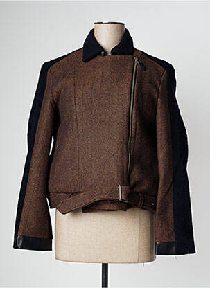 Manteau court coupe droite sans capuche marron BONSUI femme
