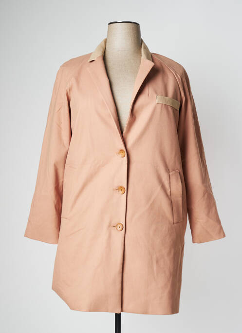 Manteau long poches sans capuche rose BONSUI femme