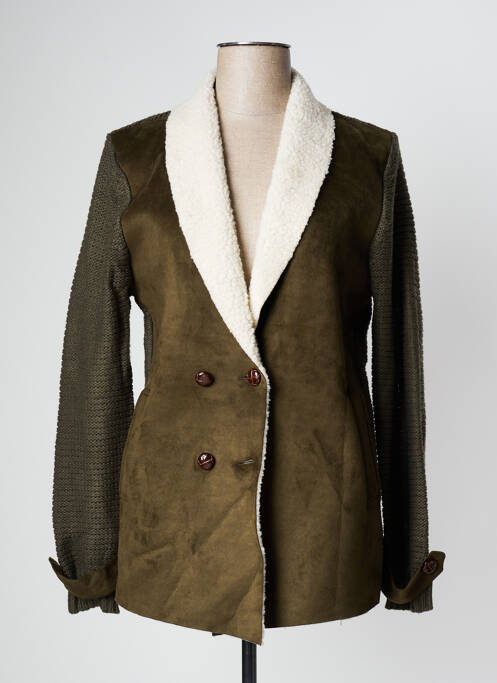 Gilet manches longues col châle vert LA PETITE ETOILE femme