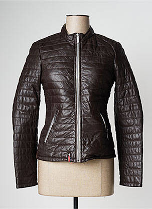 Veste en cuir poches marron OAKWOOD femme