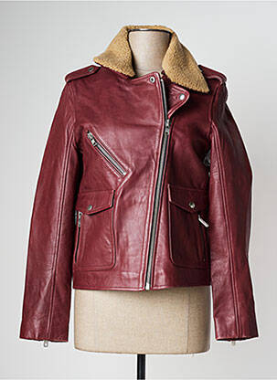 Veste en cuir fourrure synthétique rouge MKT STUDIO femme