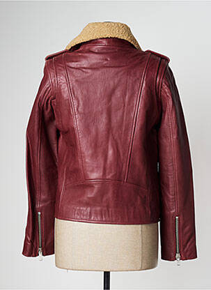 Veste en cuir fourrure synthétique rouge MKT STUDIO femme