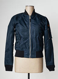 Blouson effet matière satinée bleu fonce SCHOTT femme