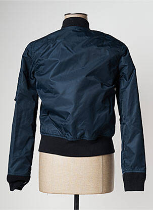 Blouson effet matière satinée bleu fonce SCHOTT femme