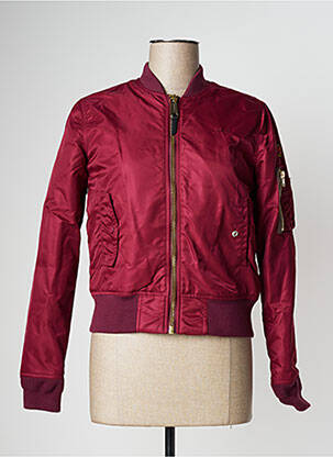 Blouson effet matière satinée rouge SCHOTT femme