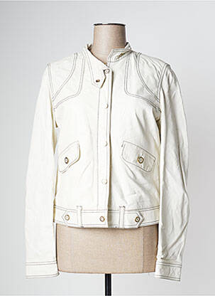 Veste en cuir col officier blanc GUESS BY MARCIANO femme