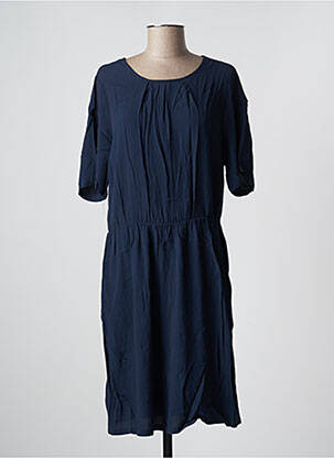 Robe mi-longue tissage crêpe manches courtes bleu MINIMUM femme