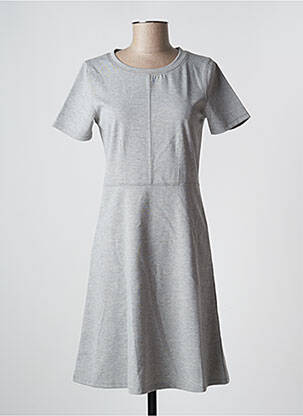 Robe mi-longue manches courtes manches courtes gris ICHI femme
