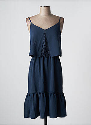 Robe mi-longue coupe fluide fines bretelles bleu ICHI femme