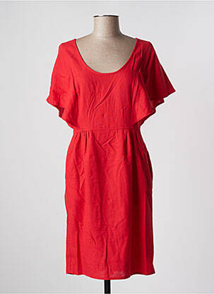 Robe mi-longue tissage crêpe manches courtes rouge MOLLY BRACKEN femme