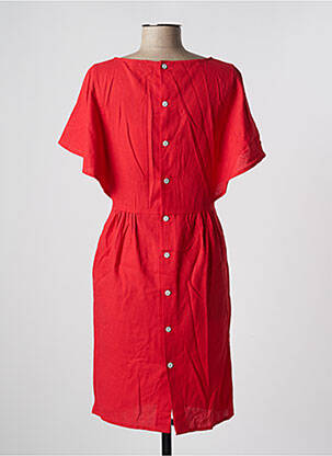 Robe mi-longue tissage crêpe manches courtes rouge MOLLY BRACKEN femme