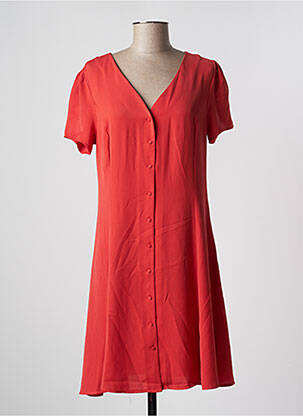 Robe mi-longue manches courtes manches courtes rouge ICHI femme