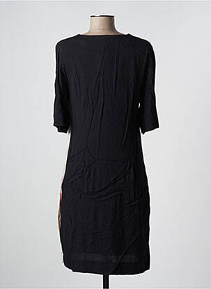 Robe mi-longue imprimé fantaisie manches courtes noir NICE THINGS femme
