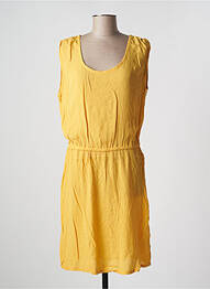Robe mi-longue tissage crêpe sans manche jaune ICHI femme