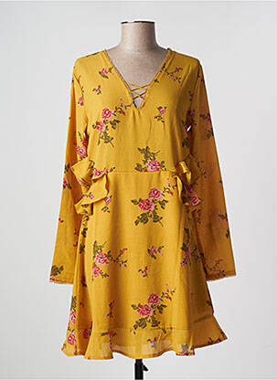 Robe courte manches longues manches longues jaune GRACE & MILA femme