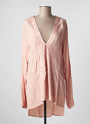 Tunique manches longues tissage crêpe rose PLEASE femme