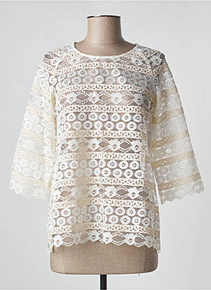 Top col rond manches 3/4 beige FREEMAN T.PORTER femme