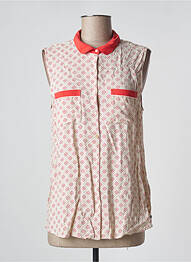 Chemisier coupe cintrée sans manche rouge MAISON SCOTCH femme