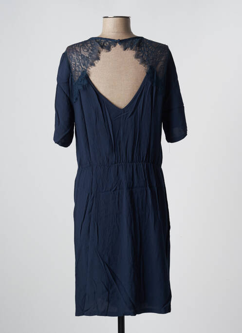 Robe mi-longue tissage crêpe manches courtes bleu MINIMUM femme